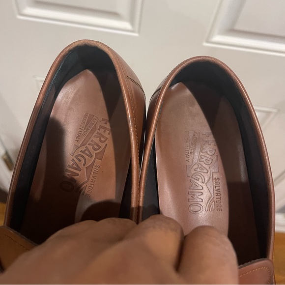 Salvatore Ferragamo Tan Brown Penny Loafer Sz 10.5 D - Picture 7 of 12